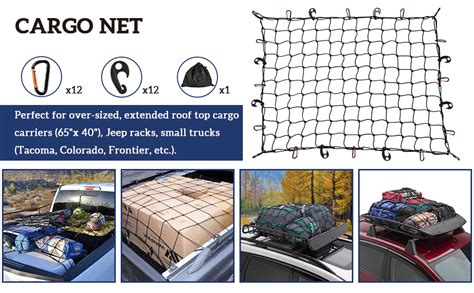 Kohree X Foot Strechable To X Ft Bungee Cargo Net Heavy Duty Roof