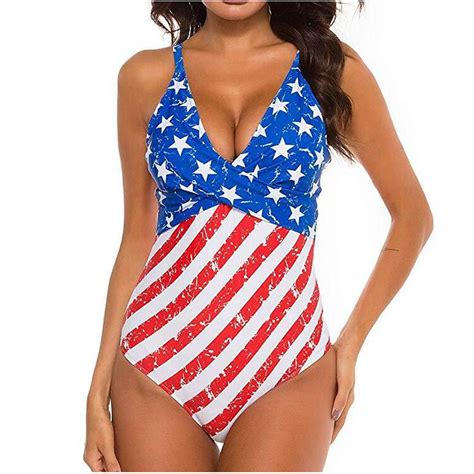 High Waisted American Flag Womens Swimsuit Set Patriotic 4th Of July