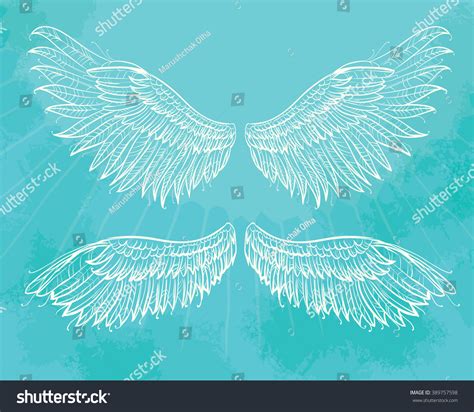 Vector Hand Drawn Wings Vintage Design Stock Vector Royalty Free