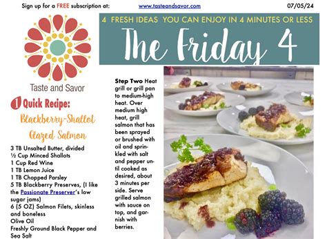 Friday Four – Blackberry-Shallot Glazed Salmon – 070524 | Taste and Savor