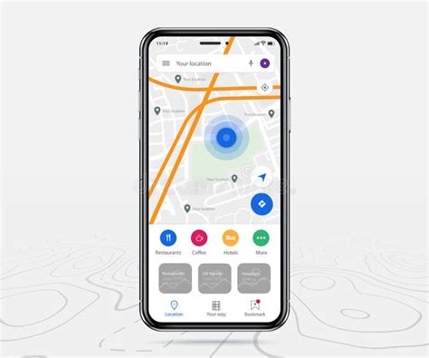 Mobile Map Gps Design Smartphone Map Application And Pinpoint On