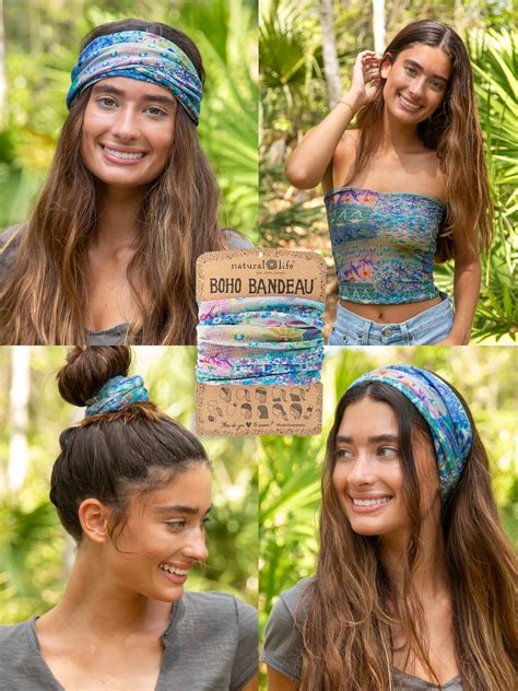 Full Boho Bandeau® Headband Floral Border Natural Life