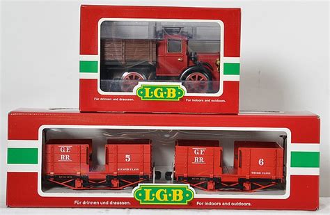 Sold Price LGB G Scale 20670 Powered Rail Truck And 30440 Mine Cars