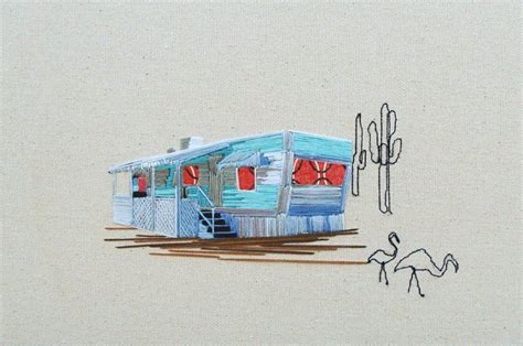 Embroidered Vintage Camper Art • Mobile Home Living