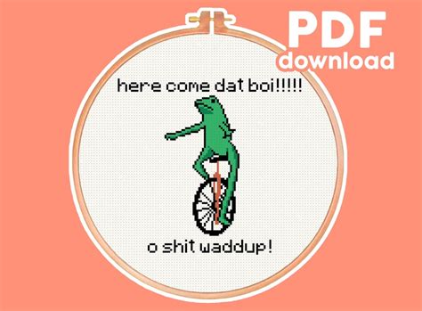 Here Come Dat Boi Frog Unicycle Meme Funny Modern Etsy