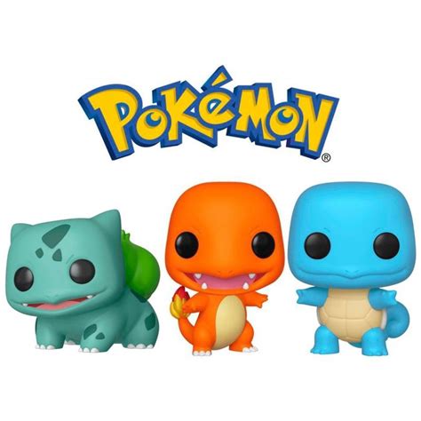 3 Bonecos Pokémon Iniciais de Kanto Bulbasaur Charmander e Squirtle