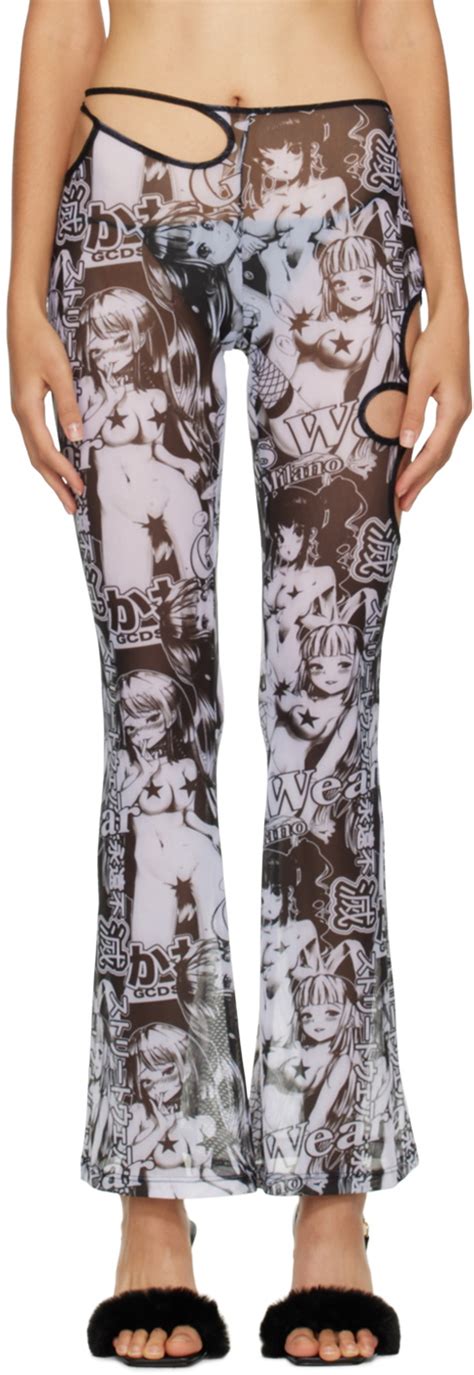 GCDS Black White Sita Hentai Trousers GCDS