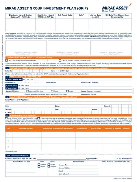 Fillable Online Mirae Asset Mutual Fund Trustee Mirae Asset Trustee