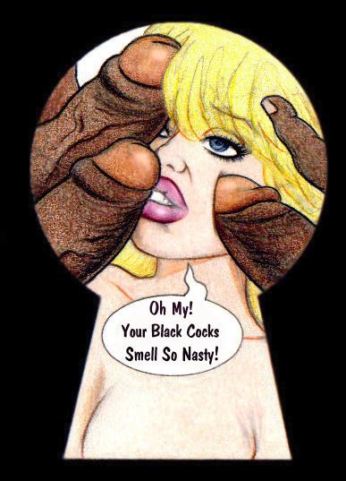 On This Cartoon Sex Comics White Slut Sucking Three Black Dicks