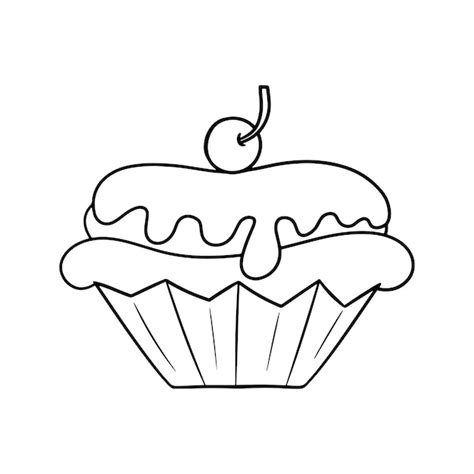 Premium Vector Monochrome Delicious Cupcake With Delicate Chocolate