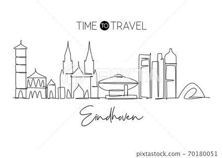 One Single Line Drawing Of Eindhoven City Stock Illustration