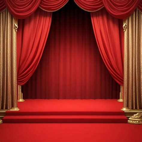 Premium Ai Image Podium With Red Carpet And Curtain In Glow Of