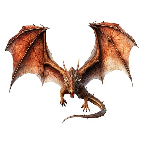 Ai Generated Flying Dragon Front View Isolated On Transparent