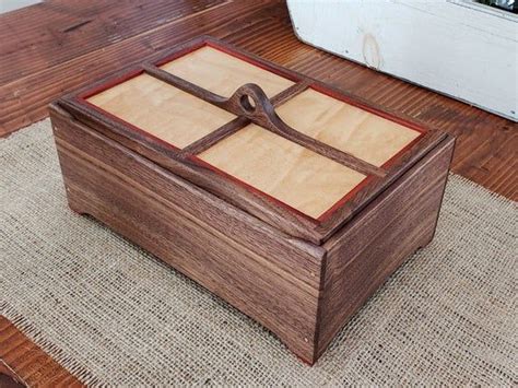 Wooden Keepsake Box Walnut With Figured Maple And Padauk Etsy