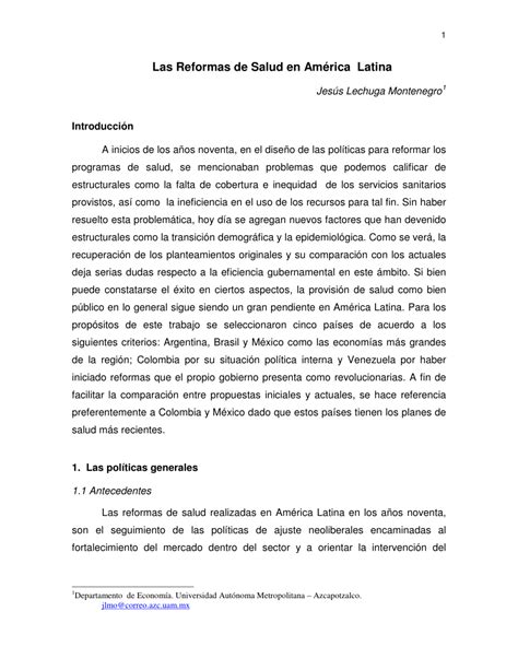 PDF Las Reformas de Salud en América Latina