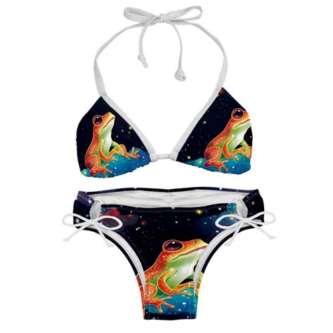 Starry Sky Frog Detachable Sponge Adjustable Strap Bikini Set Two Pack Swimsuits For Women