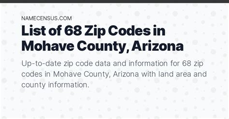 Mohave County Zip Codes | List of 68 Zip Codes in Mohave County, Arizona