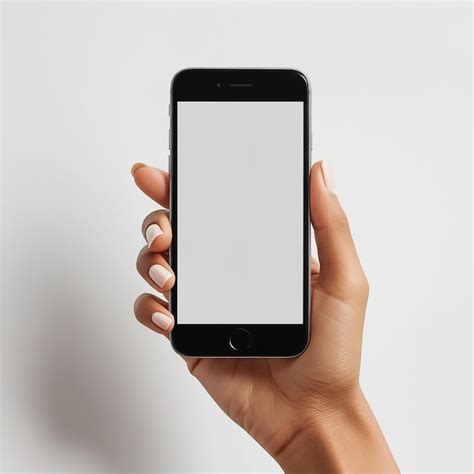 Hand Holding Mobile Smart Phone With Blank Screen Isolated White