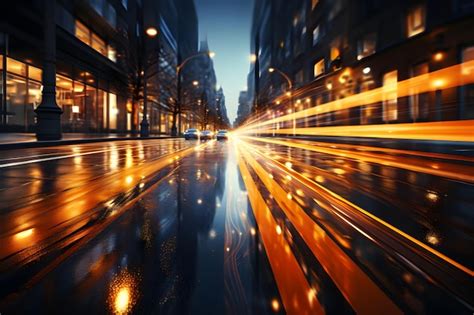 Premium AI Image | Longexposure photography of a road at night in the city closeup Light trails ...