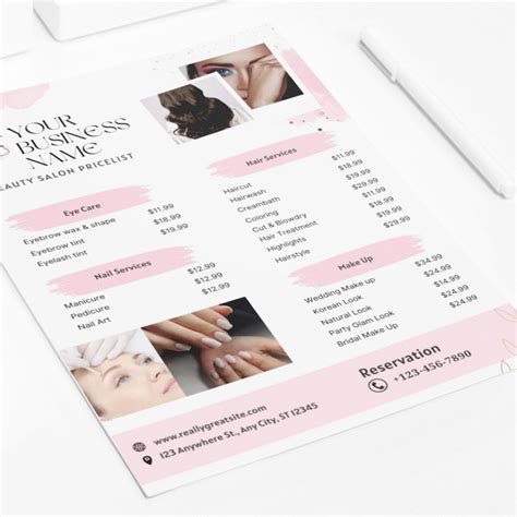 Editable Esthetician Price List Menu Template Day Spa Price Etsy UK