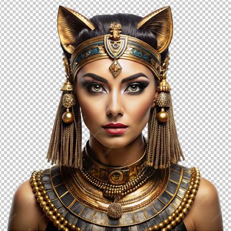 Ancient Egyptian Catwoman With Gold Jewelry Ancient Isolated On