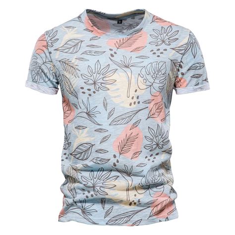 Buy Aiopeson Leaf Print Hawaii T Shirts For Men Cotton Classic O