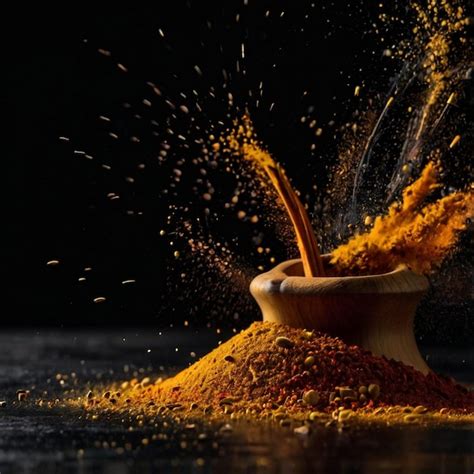 Cinnamon Sticks And Powder On Black Background Premium Ai Generated Image