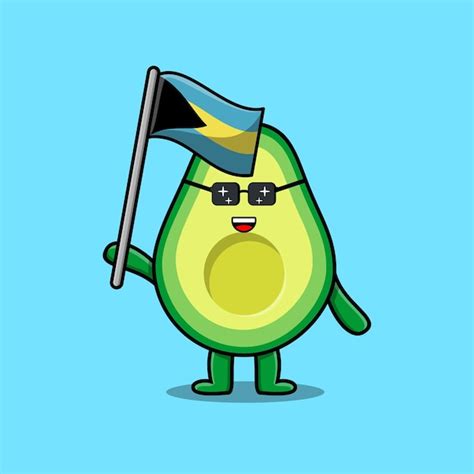 Lindo Personaje De Mascota De Aguacate De Dibujos Animados Con Bandera