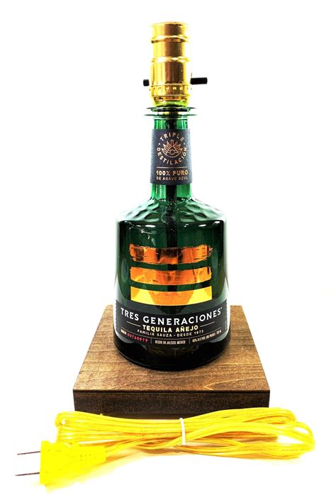 Tres Generaciones Anejo Tequila Liquor Bottle TABLE LAMP With Wood Base