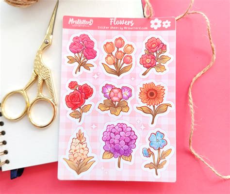 Flowers Matte Vynil Sticker Sheet Mrsbutterd
