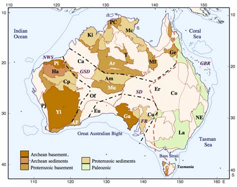 Simplified Representation Of The Main Tectonic Features Of Australia