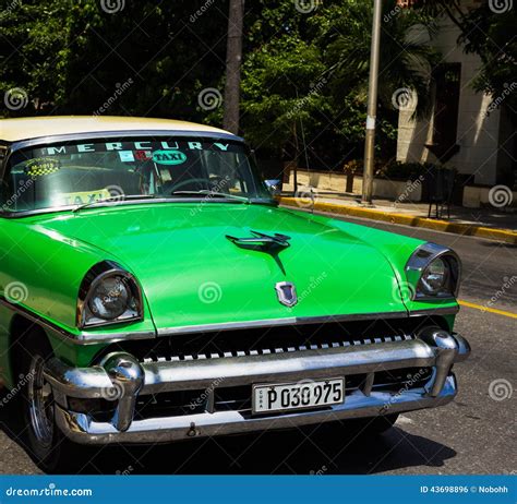 American Green Classic Car On The Road In Havana Editorial Photo