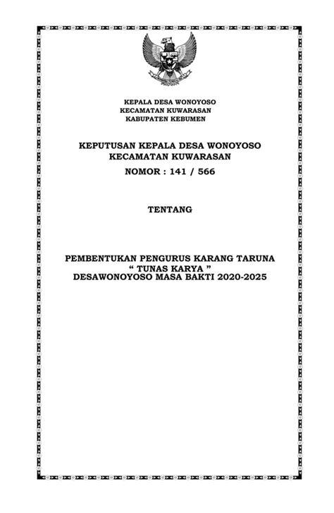 Keputusan Kepala Desa Tentang Pembentukan Karang Taruna Pdf