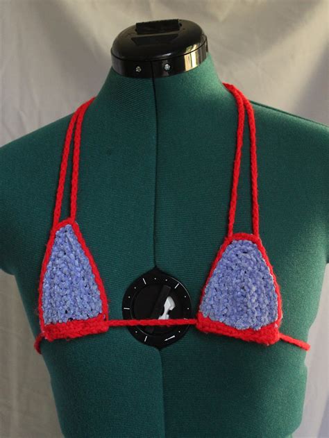 Blue And Red Crochet Micro Bikini Etsy