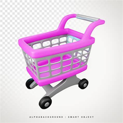 Premium Psd 3d Shopping Cart With Shopping Bag For Online Shopping