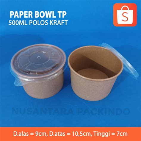 Jual Paper Bowl Tp Ml Polos Kraft Putih Pcs Mangkuk Kertas