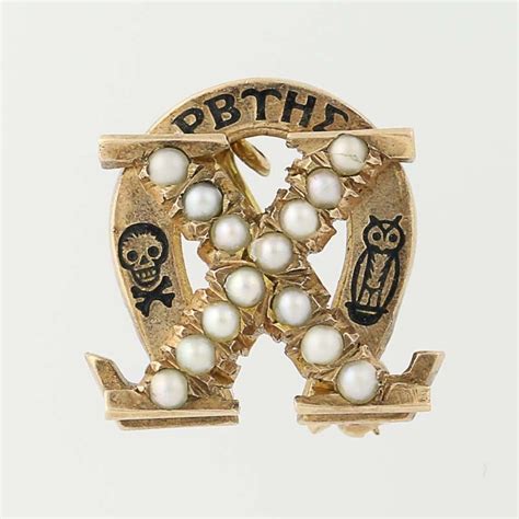 Chi Omega Sorority Badge Pearl 10k Yellow Gold Vintage Greek Pin 1949