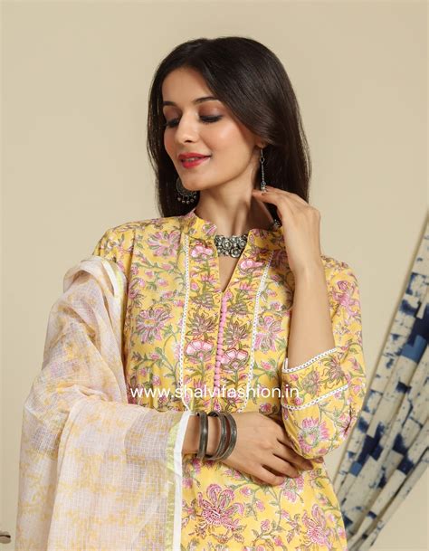 Shop Block Printed Cotton Suit Sets With Kota Dupatta Online Shalvi