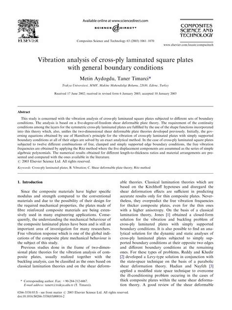 PDF Vibration Analysis Of Cross Ply Laminated Square Plates With