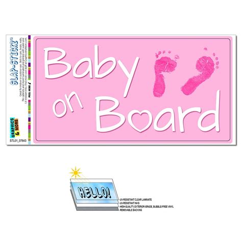 Baby On Board Pink Girl Foot Prints Cute Slap Stickztm Premium