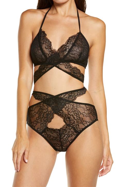 Oh La La Cheri Charlena Crossover Halter Bralette And High Waist Panties Set Nordstrom