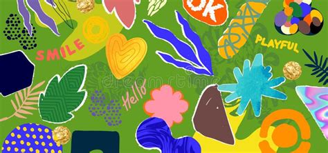 Colourful Words and Textured Shapes Collage Layout Stock Vector - Illustration of hand, collage ...