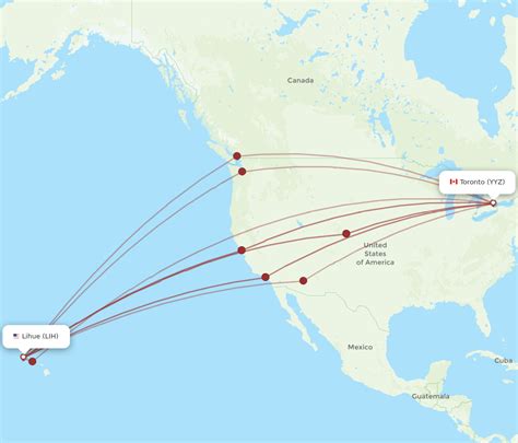 All Flight Routes From Kauai Island To Toronto Lih To Yyz Flight Routes