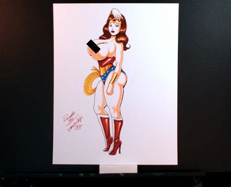 Wonder Woman Topless Nude Sexy Pinup Color Original Comic Art X By Key