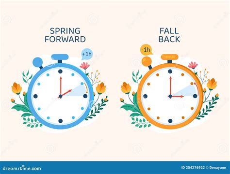 Daylight Savings Time Hand Drawn Flat Cartoon Illustration With Alarm Clock Or Calendar From