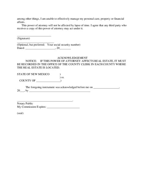 Statutory Power Of Attorney Form New Mexico Free Download