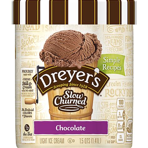 Edys Dreyers Slow Churned Chocolate Light Ice Cream 1 5 Qt Tub