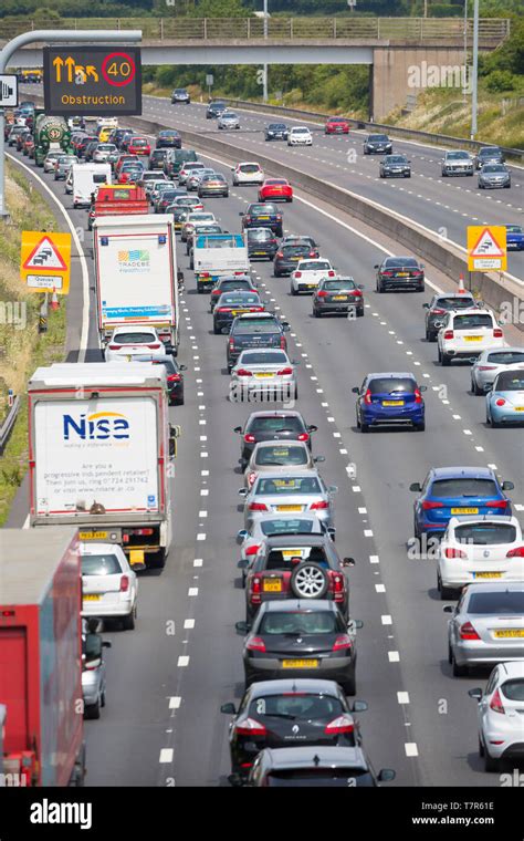 Traffic At A Standstill On A Uk Motorway Stock Photo Alamy