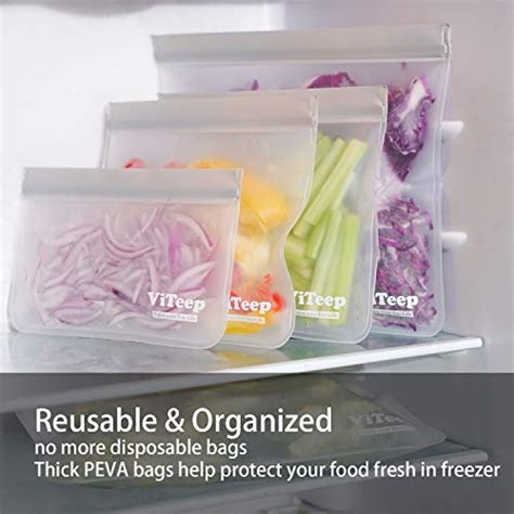 Reusable Storage Bags 10 Pack Leakproof Freezer Bag Extra Thick PEVA