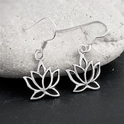 Silver Lotus Earrings Sterling Silver Blooming Flower Yoga Etsy